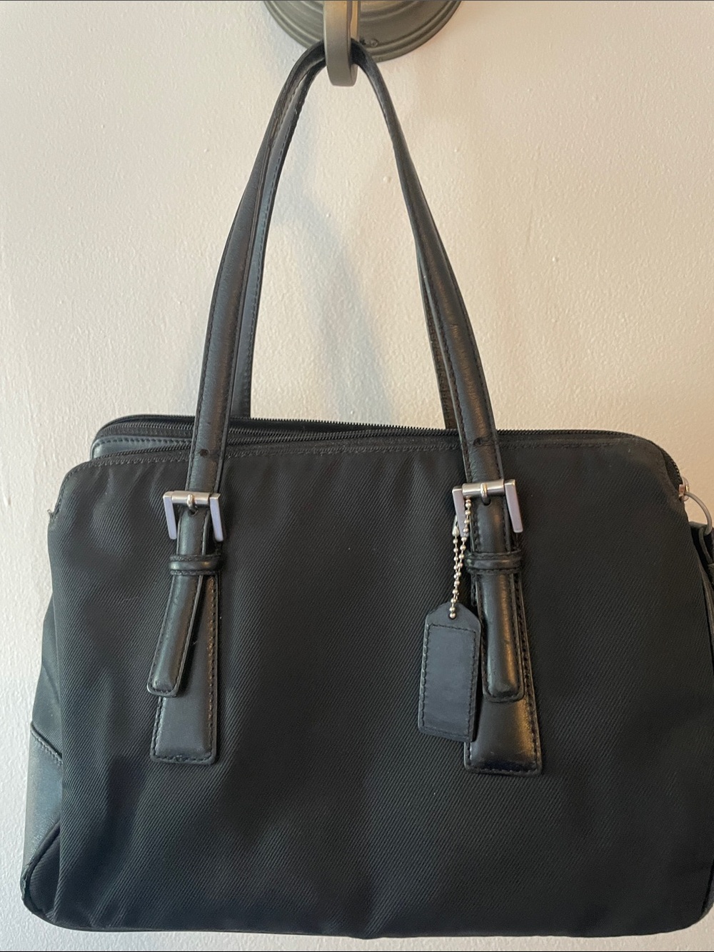 Coach Black Shoulder Bag with Leather Trim